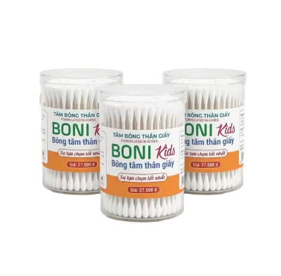Tăm Bông Giấy Trẻ Em Aboni Kids 200 Que Lốc 12 Hủ